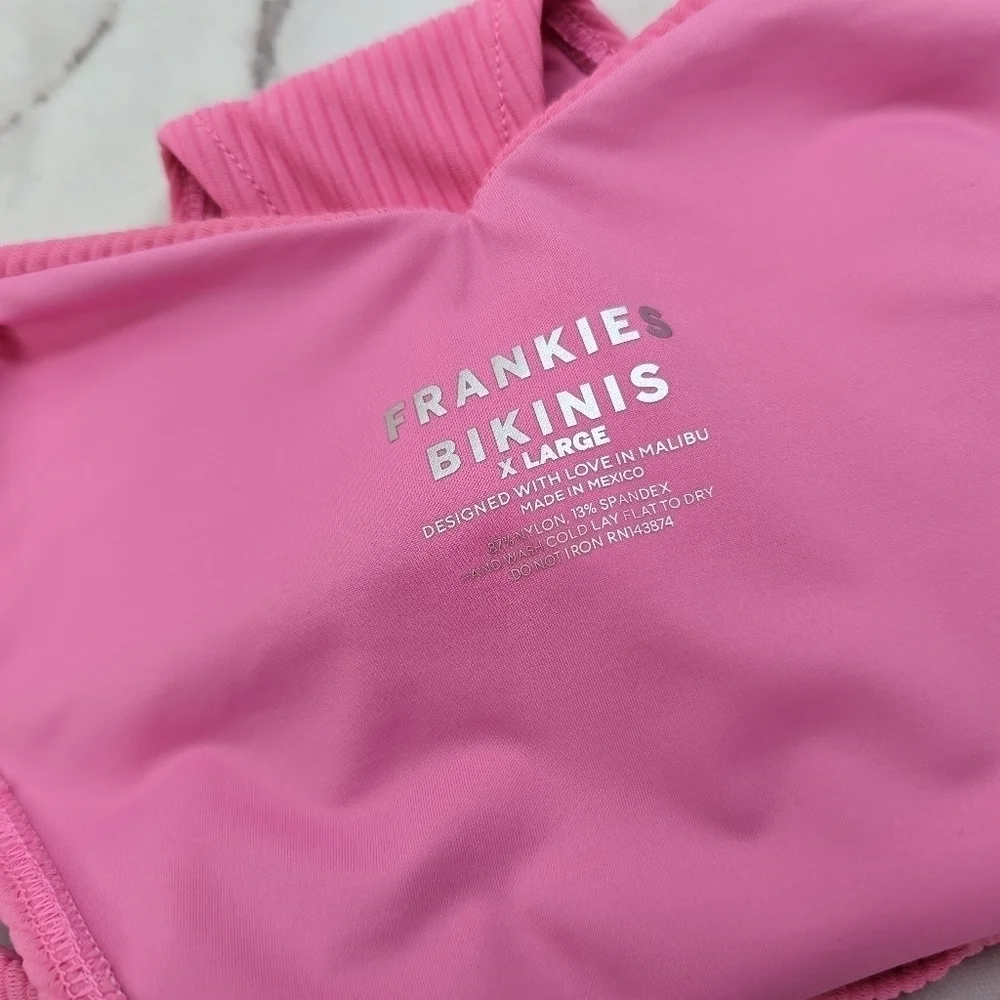 Frankie's Bikinis Bottoms Women XL Swim Bathing Ribbed Enzo Cherub Pink Cheeky